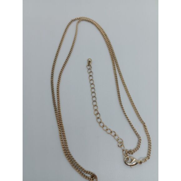 Vintage Red Orange Enamel Locke Pendant Gold Tone 24-27" Chain Necklace - Picture 6 of 7